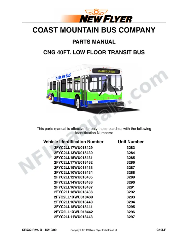 SR532 Parts Manual, Coast Mountain Bus Company first-page preview