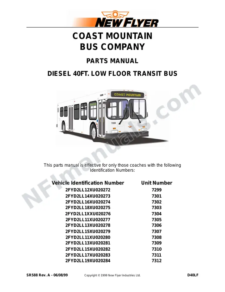 SR588 Parts Manual, Coast Mountain Bus Company first-page preview