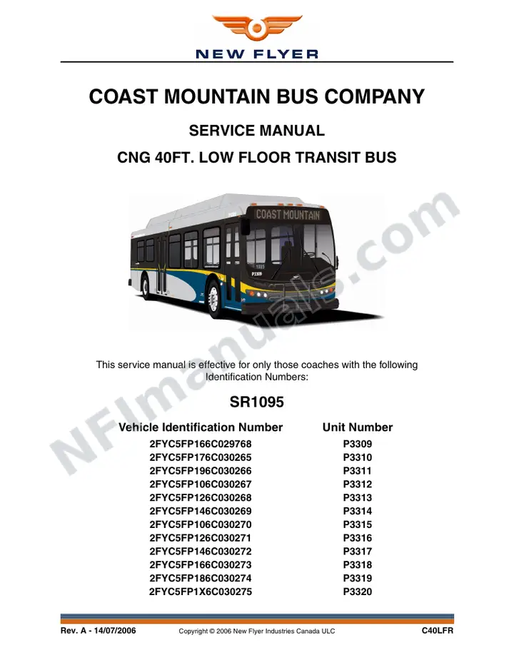 SR1095 Service Manual, Coast Mountain Bus Company first-page preview