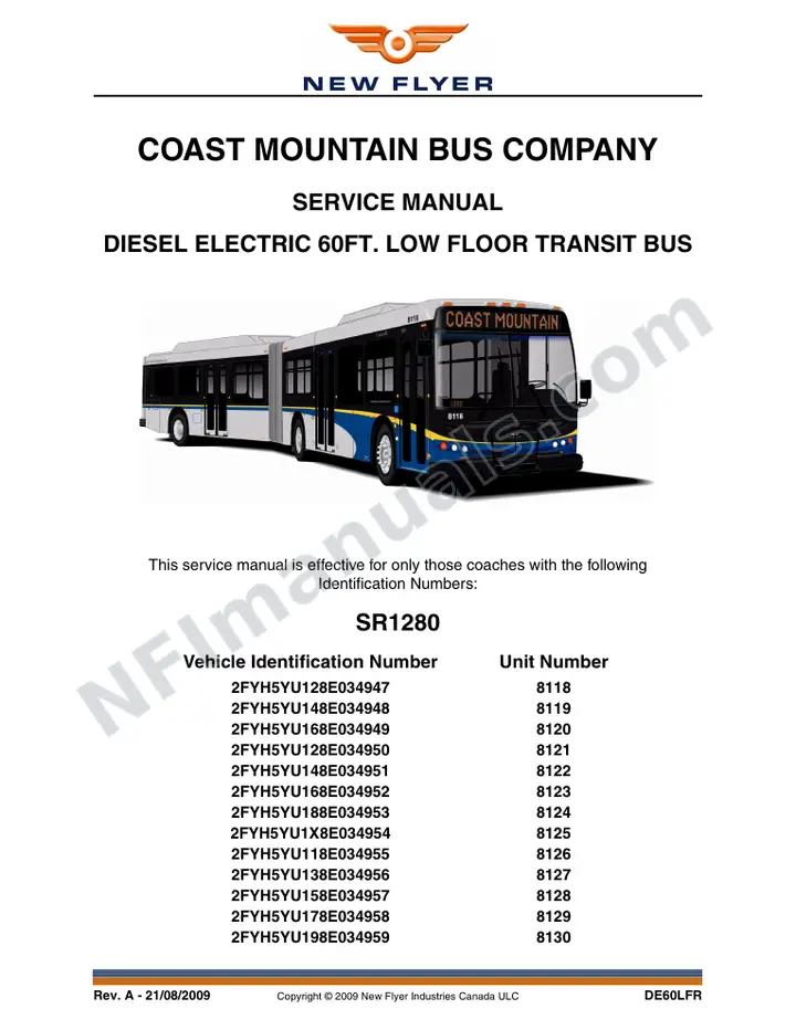 SR1280 Service Manual, Coast Mountain Bus Company first-page preview