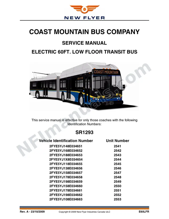 SR1293 Service Manual, Coast Mountain Bus Company first-page preview