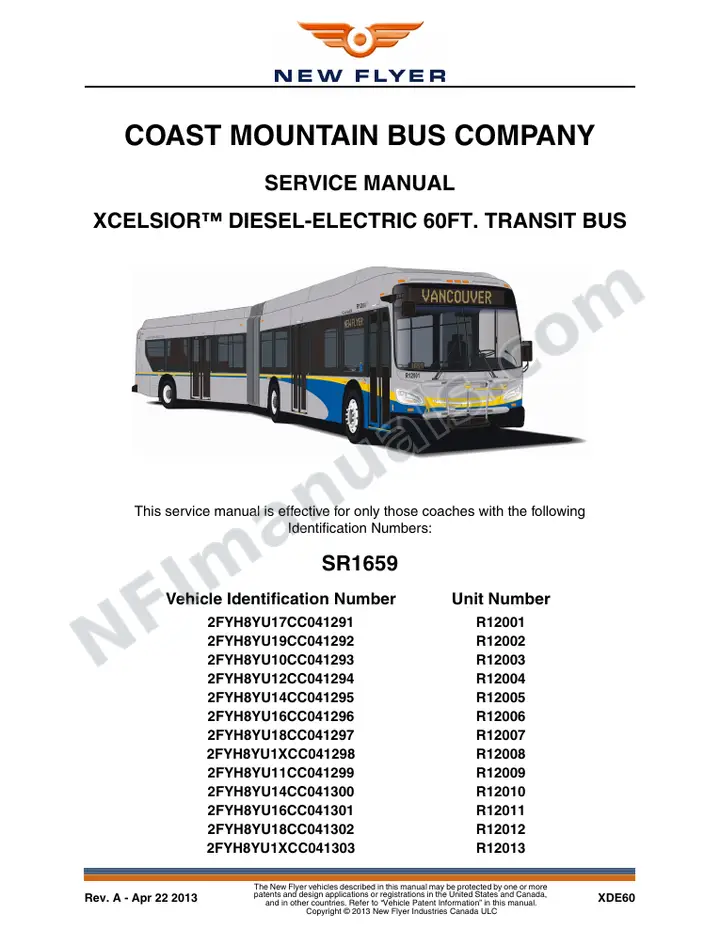 SR1659 Service Manual, Coast Mountain Bus Company first-page preview