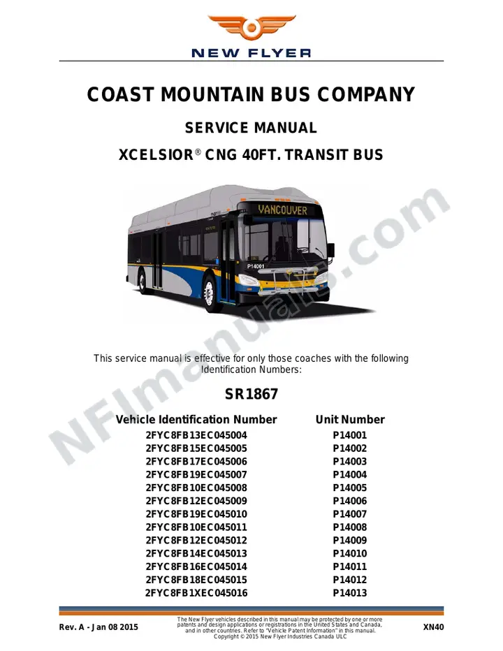 SR1867 Service Manual, Coast Mountain Bus Company first-page preview