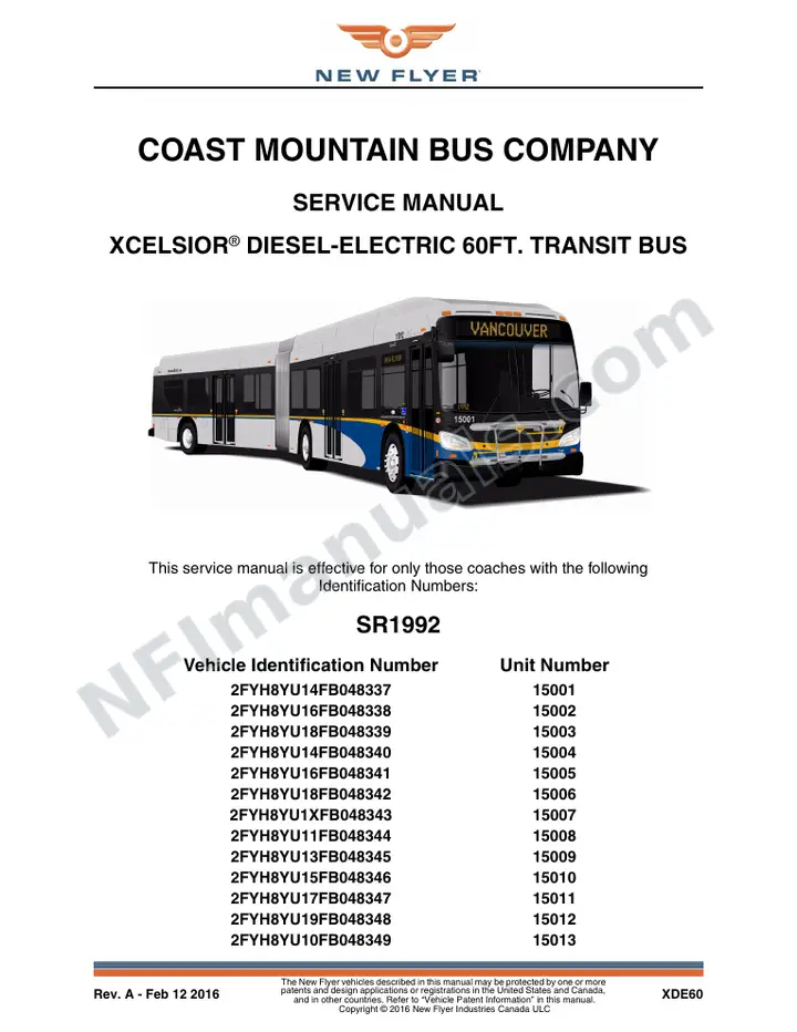 SR1992 Service Manual, Coast Mountain Bus Company first-page preview