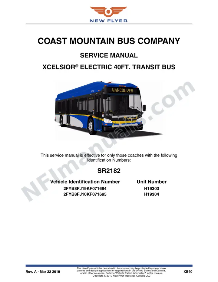SR2182 Service Manual, Coast Mountain Bus Company first-page preview