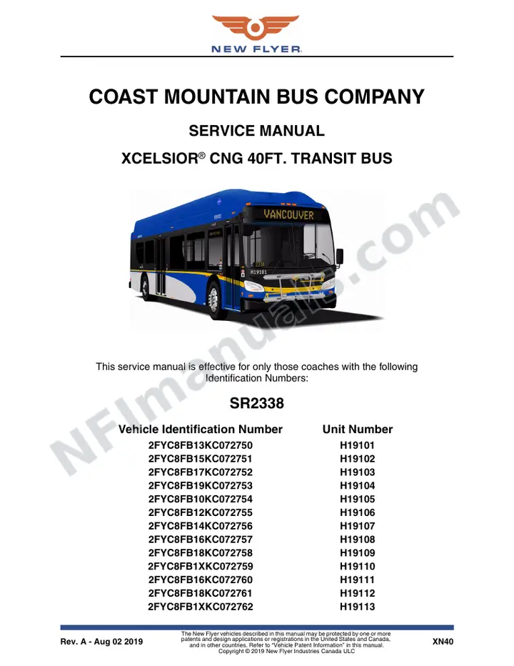 SR2338 Service Manual, Coast Mountain Bus Company first-page preview