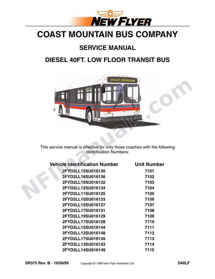 SR375 Service Manual, Coast Mountain Bus Company first-page preview