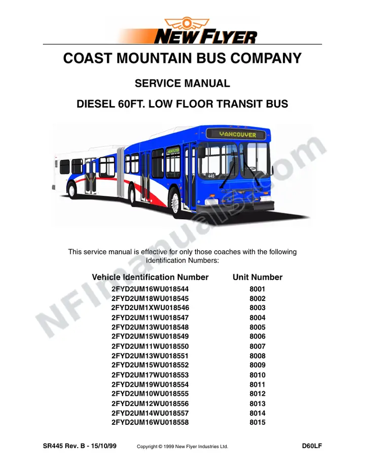 SR445 Service Manual, Coast Mountain Bus Company first-page preview