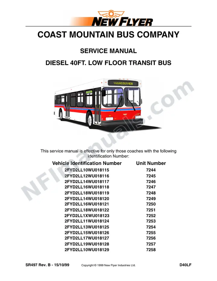 SR497 Service Manual, Coast Mountain Bus Company first-page preview