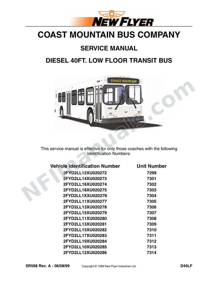SR588 Service Manual, Coast Mountain Bus Company first-page preview