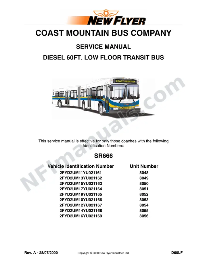 SR666 Service Manual, Coast Mountain Bus Company first-page preview