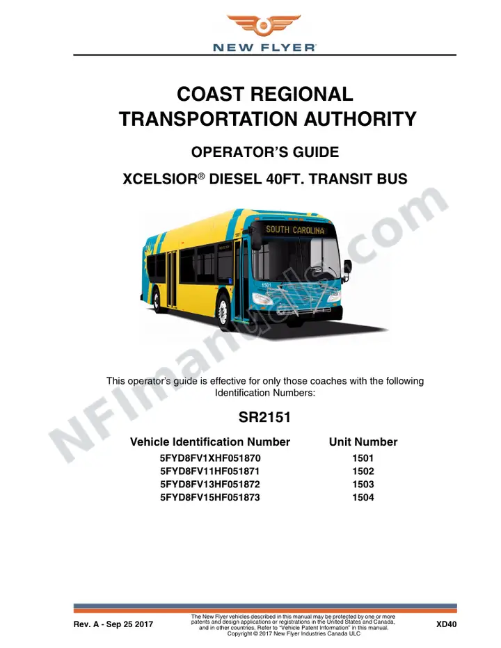New Flyer XD40 Manual Package - Coast Regional Transportation Authority included manual preview