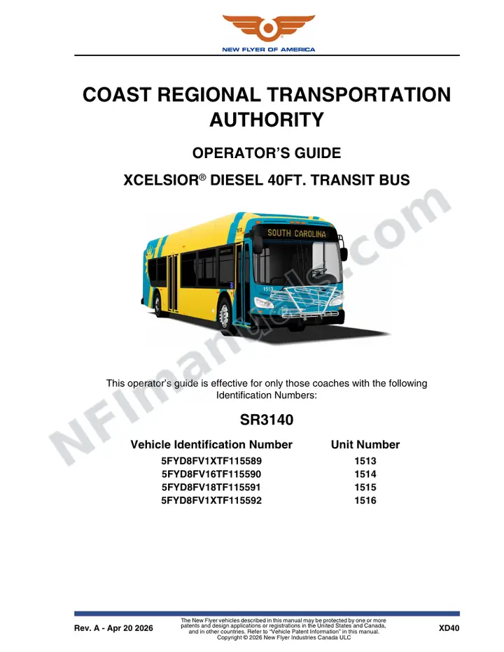 SR3140 Operator's Guide, Coast Regional Transportation Authority first-page preview