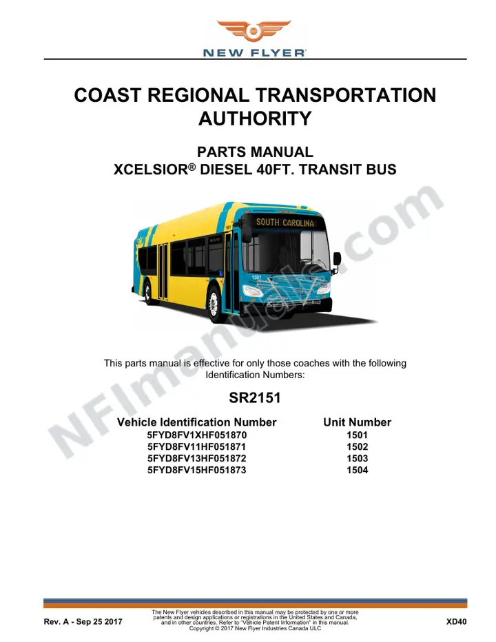 SR2151 Parts Manual, Coast Regional Transportation Authority first-page preview