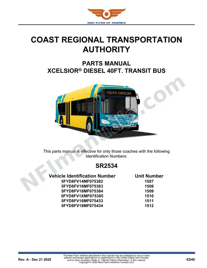 SR2534 Parts Manual, Coast Regional Transportation Authority first-page preview