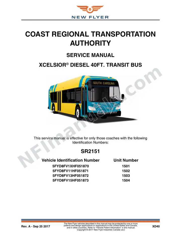 SR2151 Service Manual, Coast Regional Transportation Authority first-page preview