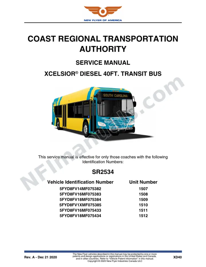 SR2534 Service Manual, Coast Regional Transportation Authority first-page preview