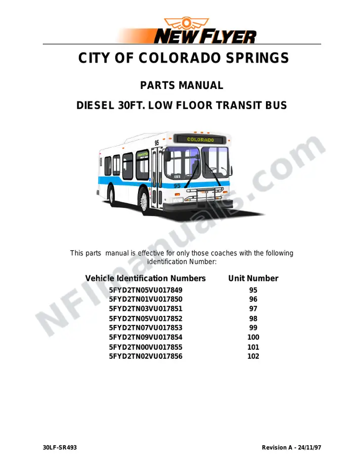 SR493 Parts Manual, City of Colorado Springs first-page preview