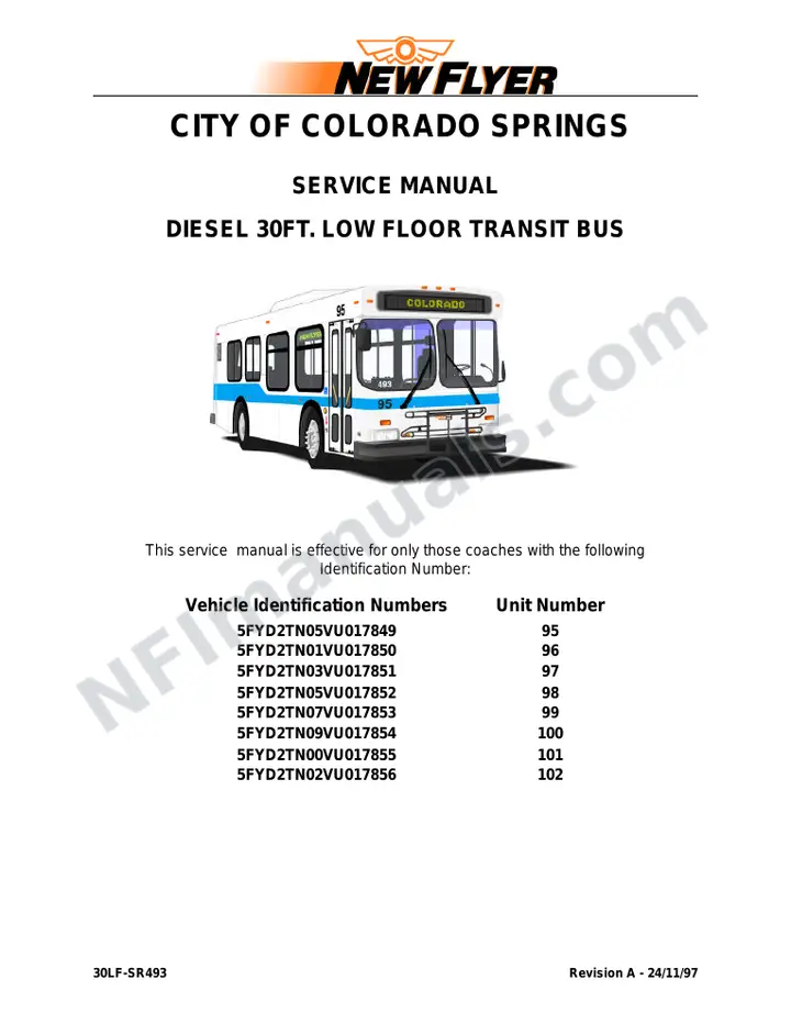 SR493 Service Manual, Springs Transit, Colorado first-page preview
