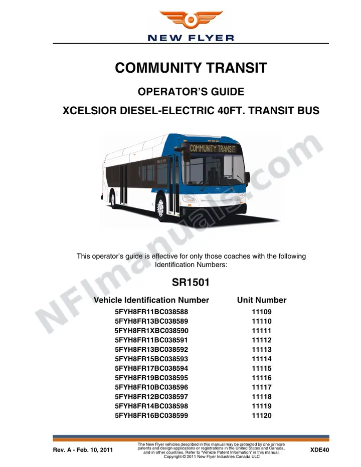 New Flyer XDE40 Manual Package - Community Transit included manual preview