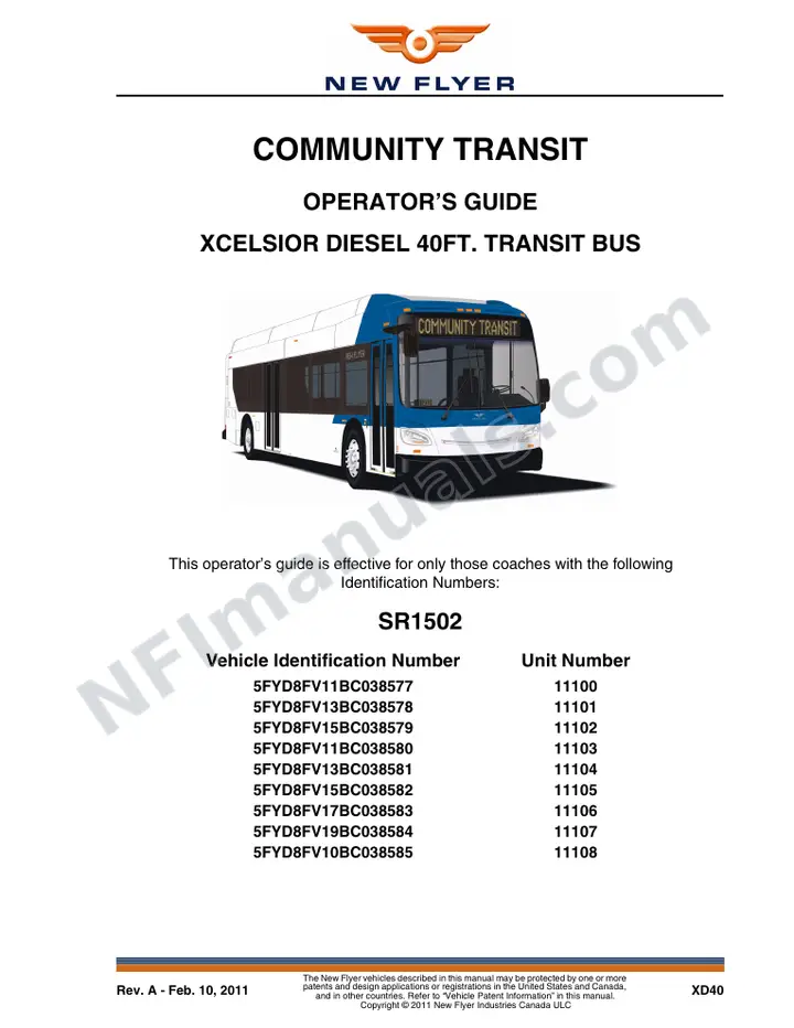 New Flyer XD40 Manual Package - Community Transit included manual preview