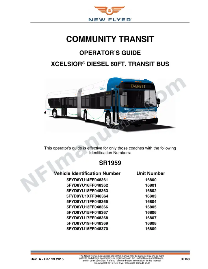 New Flyer XD60 Manual Package - Community Transit included manual preview