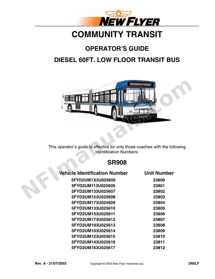 SR908 Operator's Guide, Community Transit first-page preview