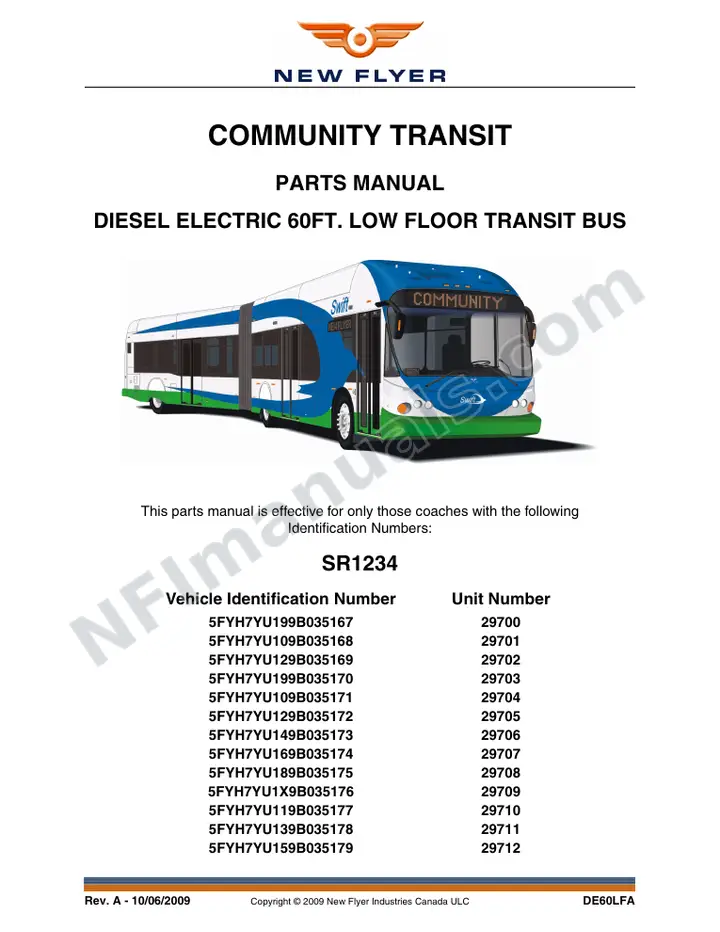 SR1234 Parts Manual, Community Transit first-page preview