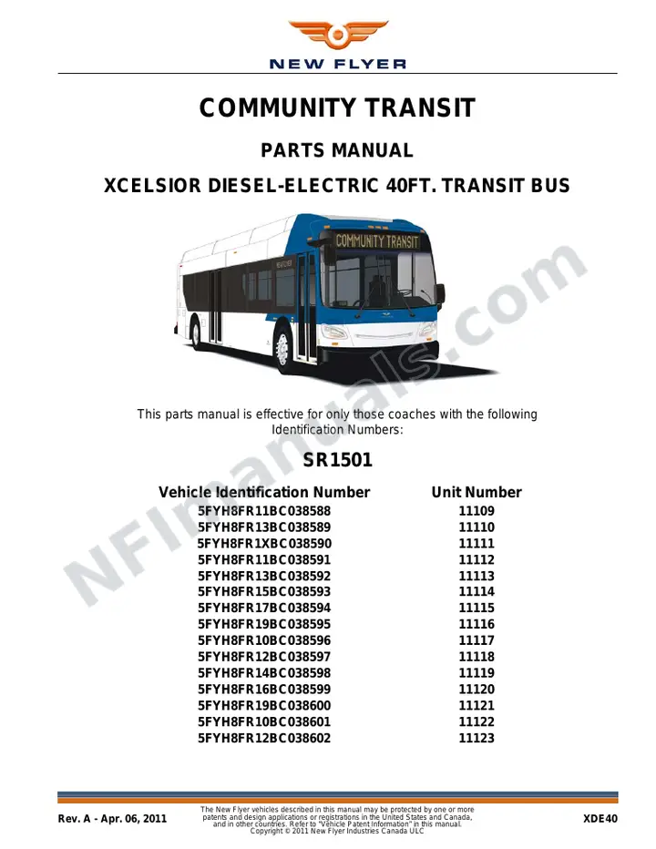 SR1501 Parts Manual, Community Transit first-page preview