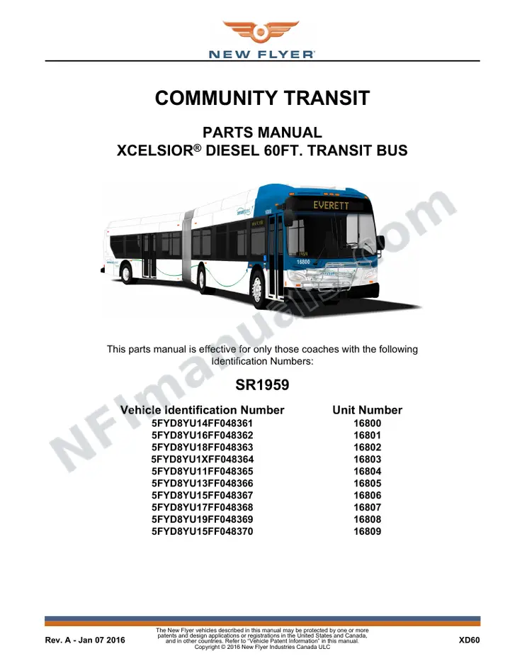 SR1959 Parts Manual, Community Transit first-page preview