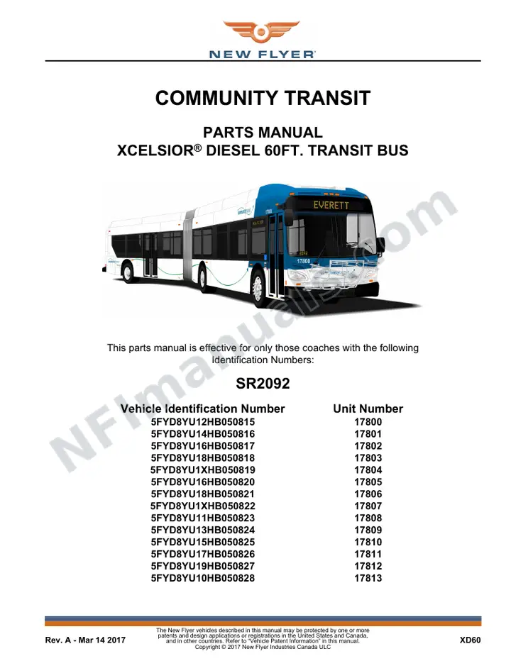 SR2092 Parts Manual, Community Transit first-page preview