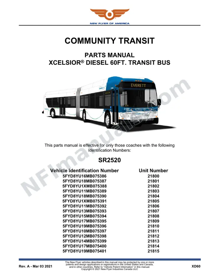 SR2520 Parts Manual, Community Transit first-page preview
