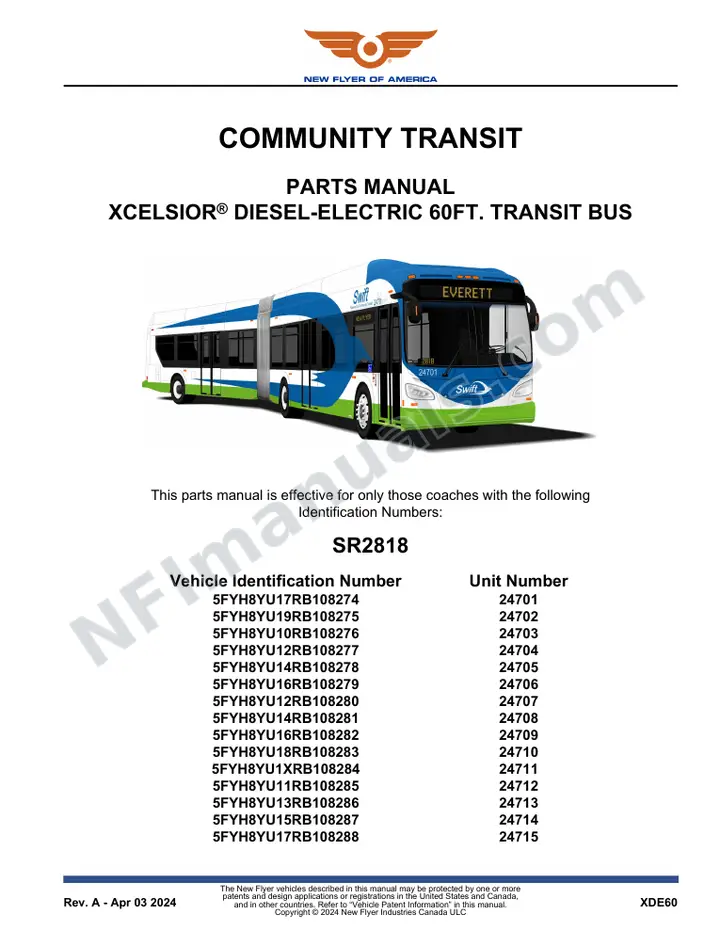 SR2818 Parts Manual, Community Transit first-page preview