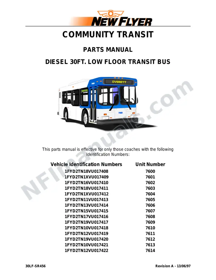SR456 Parts Manual, Community Transit (Everett) first-page preview