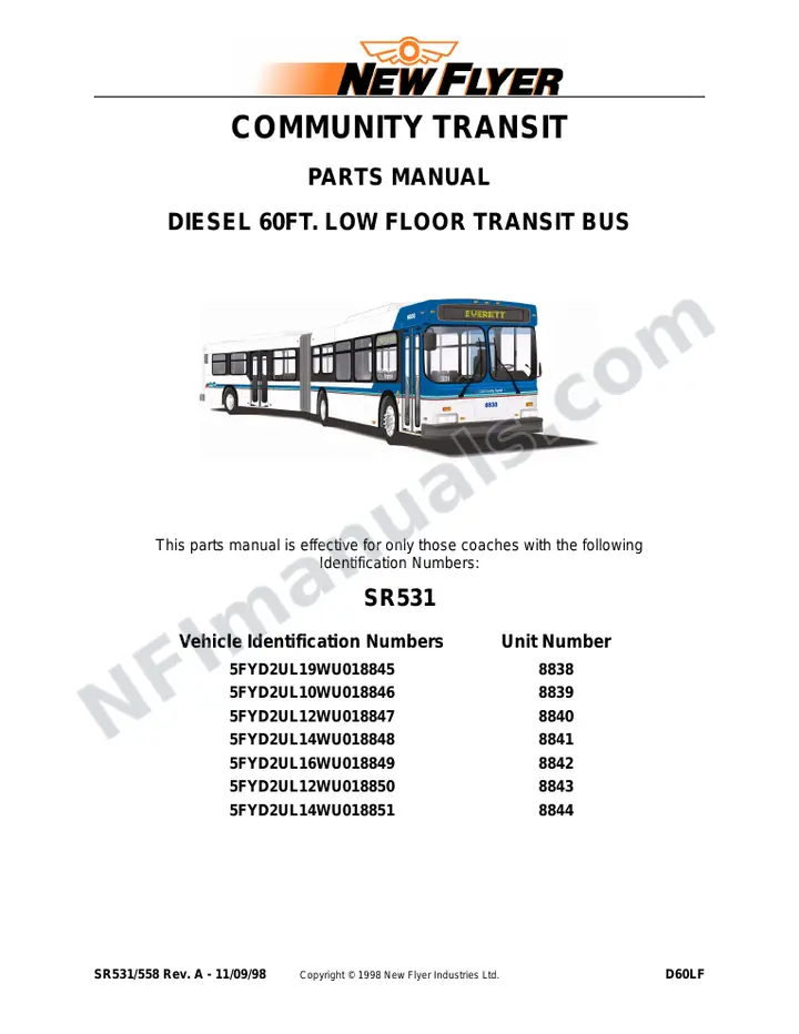 SR531/558 Parts Manual, Community Transit (Everett) first-page preview