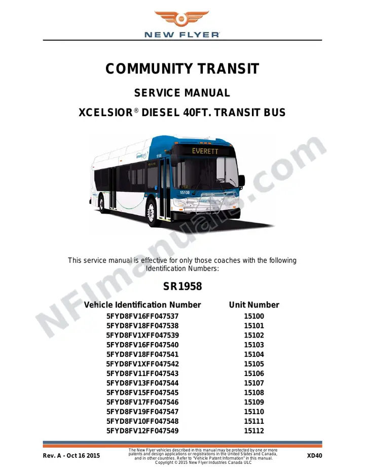 SR1958 Service Manual, Community Transit first-page preview