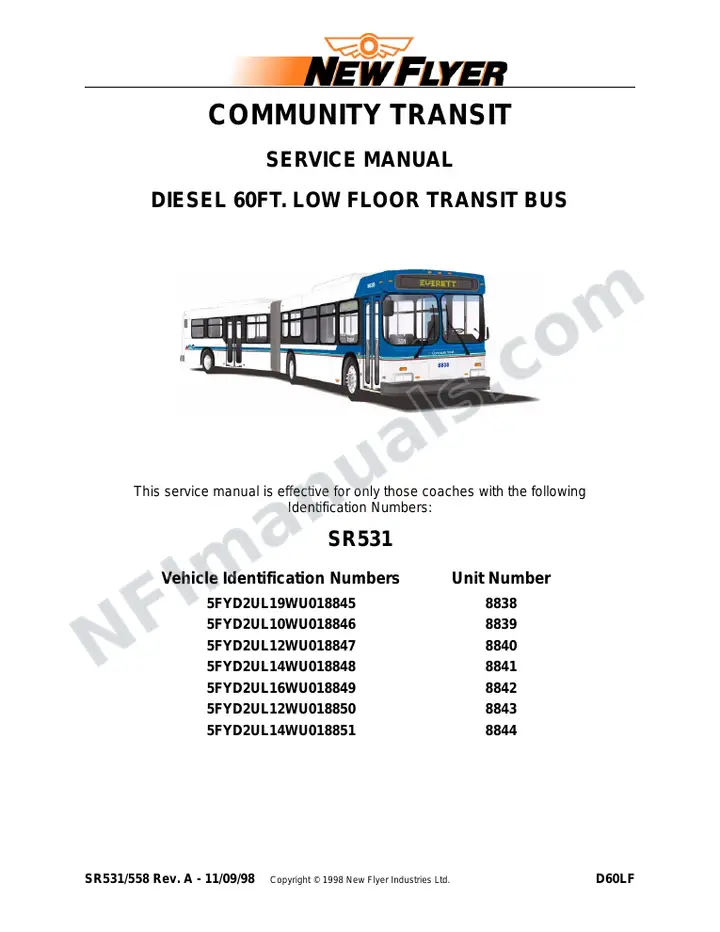 SR531/558 Service Manual, Community Transit (Everett) first-page preview