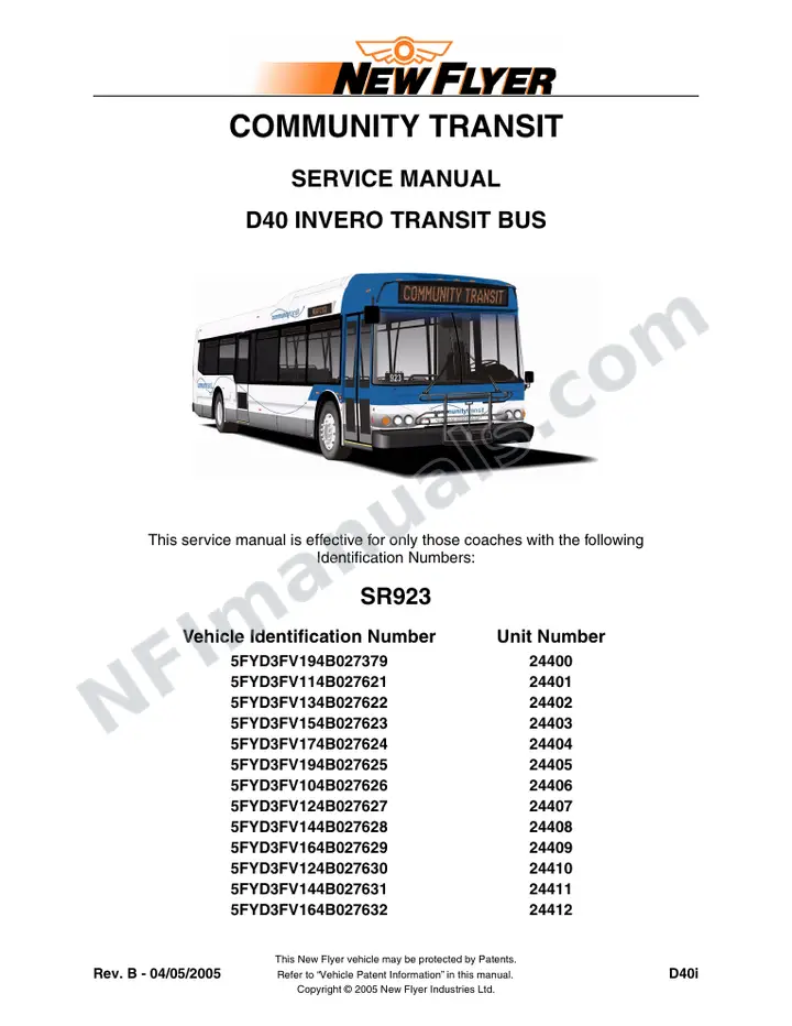 SR923_1001 Service Manual, Community Transit first-page preview