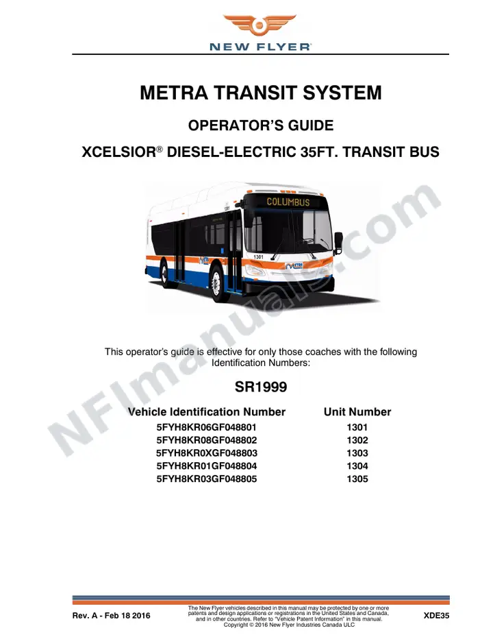 New Flyer XDE35 Manual Package - Complete Coach Works included manual preview