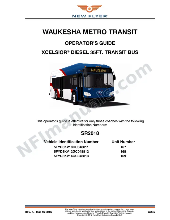 New Flyer XD35 Manual Package - Complete Coach Works included manual preview