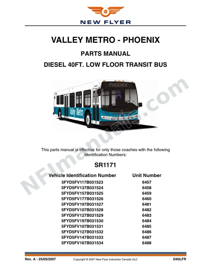 SR1171/1180 Parts Manual, Valley Metro - Phoenix first-page preview