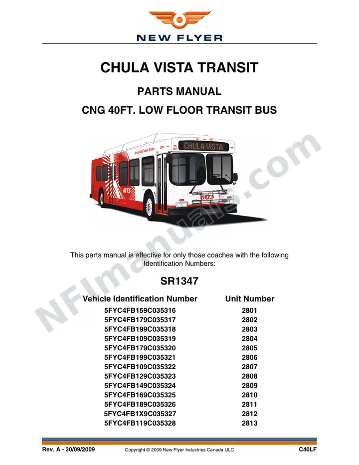 SR1347 Parts Manual, Chula Vista Transit first-page preview