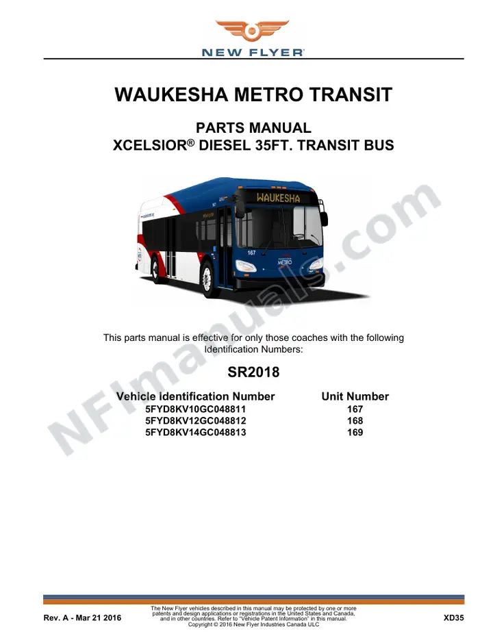 SR2018 Parts Manual, Waukesha Metro Transit first-page preview