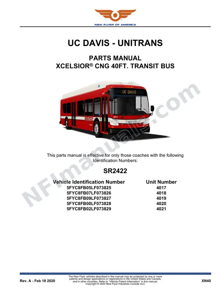 SR2422 Parts Manual, UC Davis - Unitrans first-page preview