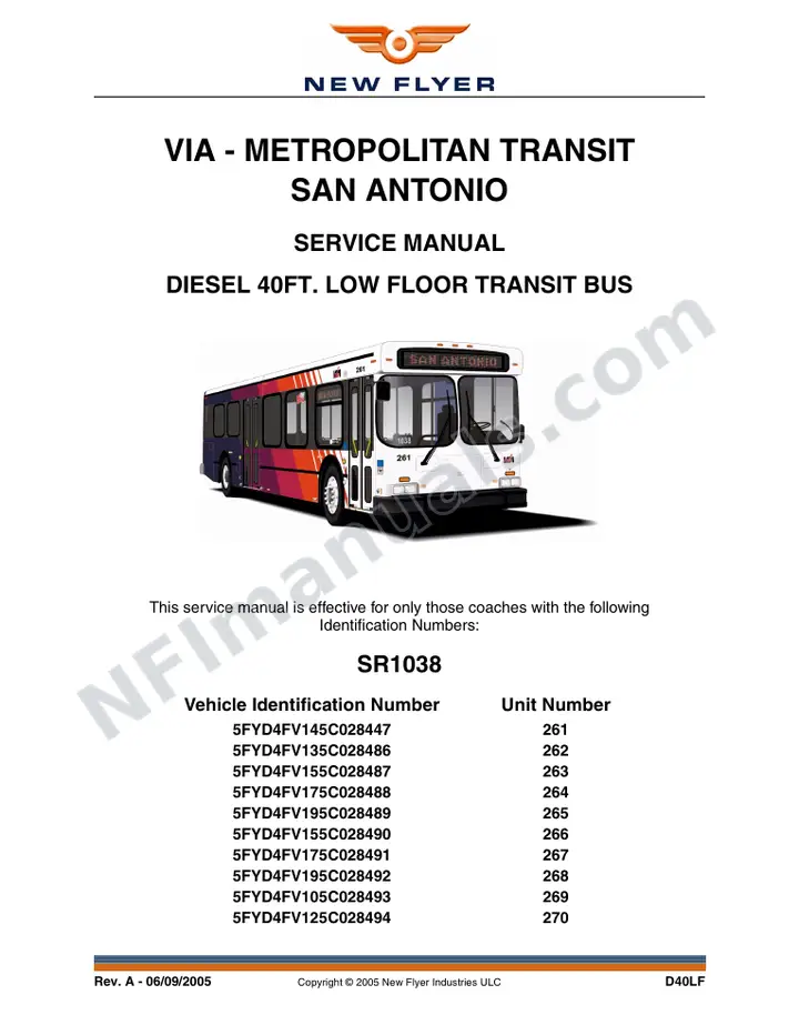 SR1038 Service Manual, VIA - Metropolitan Transit San Antonio first-page preview