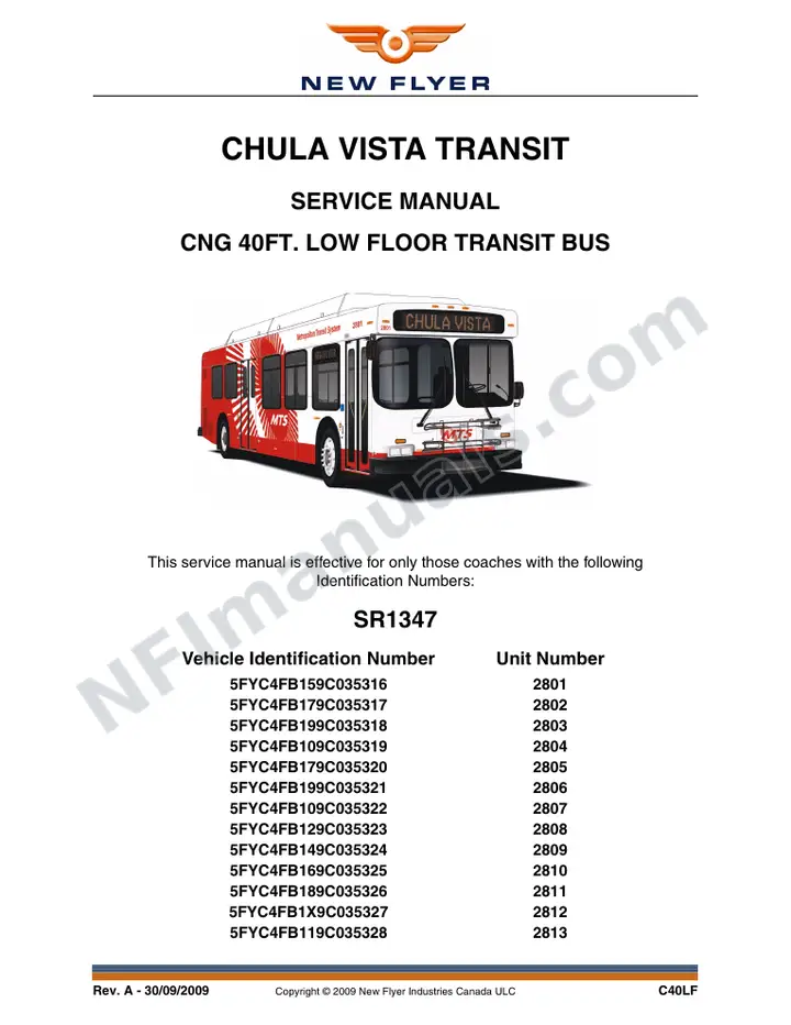 SR1347 Service Manual, Chula Vista Transit first-page preview
