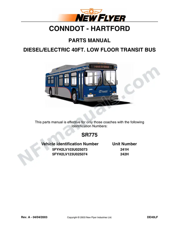SR775 Parts Manual, Conndot - Hartford first-page preview