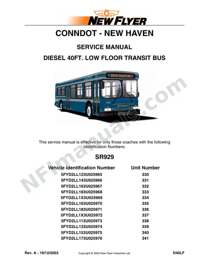 SR929 Service Manual, Conndot - New Haven first-page preview