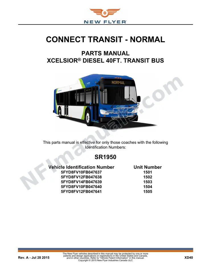 SR1950 Parts Manual, Connect Transit - Normal first-page preview