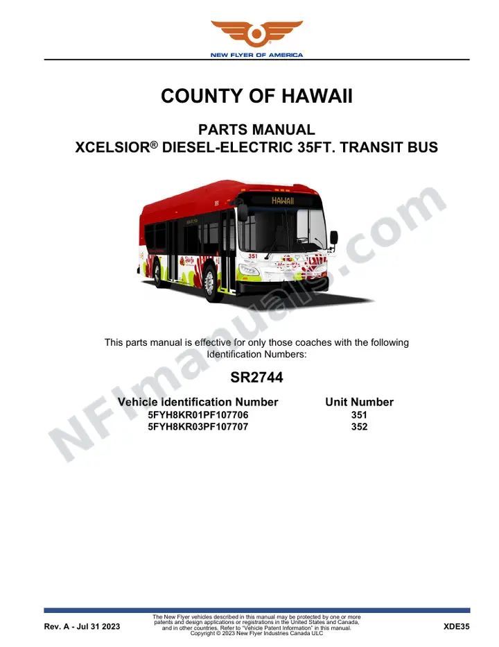 SR2744 Parts Manual, COUNTY OF HAWAII first-page preview